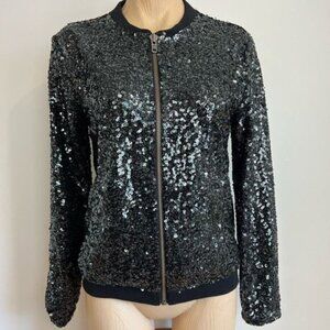 Gestuz Women’s XS Black Sequin Full Zip Party Jacket Coat Brand New NWT Holiday